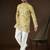 Yellow georgette solid embroidered kurta with trouser set | designer ethnic wear for men