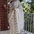 White black linen jacuard work festival saree with unstitched blouse piece