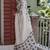White black linen jacuard work festival saree with unstitched blouse piece