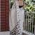 White black linen jacuard work festival saree with unstitched blouse piece