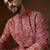 Red georgette solid embroidered kurta with trouser set | designer ethnic wear for men