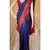 Blue pink silk blend jacuard work festival saree with unstitched blouse piece