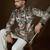 Black georgette solid embroidered kurta with trouser set | designer ethnic wear for men