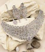 Ad stone pink necklace set with earrings for women