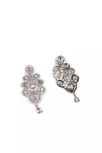 Ad stone pink necklace set with earrings for women