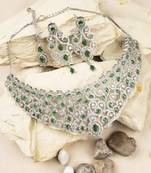 Ad stone green necklace set with earrings for women