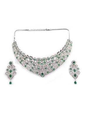 Ad stone green necklace set with earrings for women 3