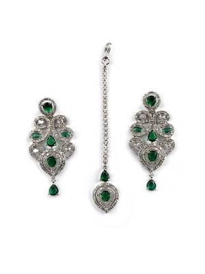 Ad stone green necklace set with earrings for women 4