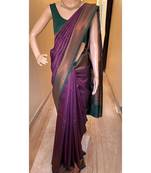 Wine green silk blend jacuard work festival saree with unstitched blouse piece