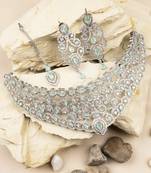 Ad stone mint necklace set with earrings for women