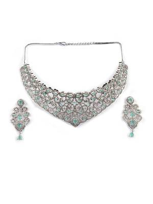 Ad stone mint necklace set with earrings for women 2