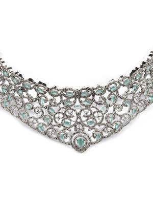 Ad stone mint necklace set with earrings for women 3