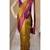Yellow pink silk blend jacuard work festival saree with unstitched blouse piece
