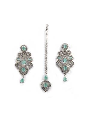 Ad stone mint necklace set with earrings for women 4