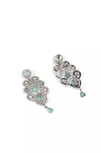 Ad stone mint necklace set with earrings for women