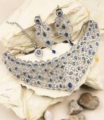 Ad stone blue necklace set with earrings for women