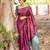 Purple rama silk blend jacuard work festival saree with unstitched blouse piece