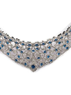 Ad stone blue necklace set with earrings for women 4