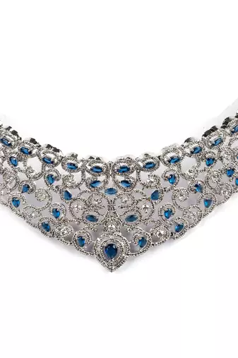 Ad stone blue necklace set with earrings for women