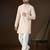 Peach georgette solid embroidered kurta with trouser set | designer ethnic wear for men