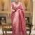 Peach silk blend jacuard work festival saree with unstitched blouse piece