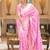 Pink silk blend jacuard work festival saree with unstitched blouse piece