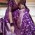 Purple silk blend jacuard work festival saree with unstitched blouse piece