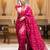 Rani pink silk blend jacuard work festival saree with unstitched blouse piece