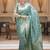 Sea green silk blend jacuard work festival saree with unstitched blouse piece