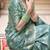 Sea green silk blend jacuard work festival saree with unstitched blouse piece