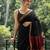Black linen jacuard work festival saree with unstitched blouse piece