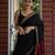Black linen jacuard work festival saree with unstitched blouse piece