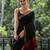 Black linen jacuard work festival saree with unstitched blouse piece