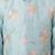 Boy's aqua silk blend embroidered knee length kurta, pyjama and jacket set