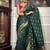 Green silk blend jacuard work festival saree with unstitched blouse piece