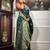 Green silk blend jacuard work festival saree with unstitched blouse piece