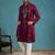 Purple silk blend ethnic motifs embroidered kurta with dupatta & trouser set | trendy ethnic wear for women