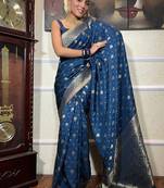 Rama silk blend jacuard work festival saree with unstitched blouse piece