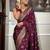 Wine silk blend jacuard work festival saree with unstitched blouse piece