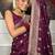 Wine silk blend jacuard work festival saree with unstitched blouse piece