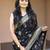 Black silk blend jacuard work festival saree with unstitched blouse piece