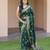 Green silk blend jacuard work festival saree with unstitched blouse piece