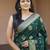 Green silk blend jacuard work festival saree with unstitched blouse piece