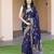 Navy blue silk blend jacuard work festival saree with unstitched blouse piece