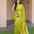 Parrot green silk blend jacuard work festival saree with unstitched blouse piece