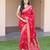 Rani pink silk blend jacuard work festival saree with unstitched blouse piece
