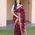 Wine silk blend jacuard work festival saree with unstitched blouse piece