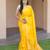 Yellow silk blend jacuard work festival saree with unstitched blouse piece