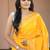 Yellow silk blend jacuard work festival saree with unstitched blouse piece