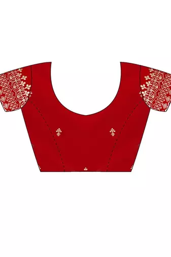 Red Embellished Zari Satin Heavy Work Saree